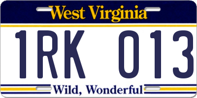 WV license plate 1RK013