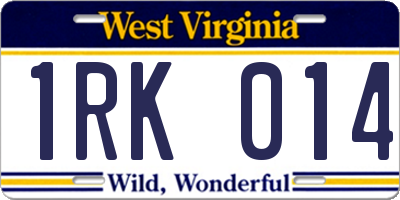 WV license plate 1RK014