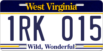 WV license plate 1RK015