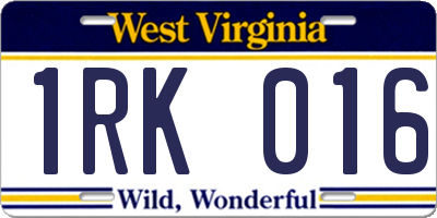 WV license plate 1RK016