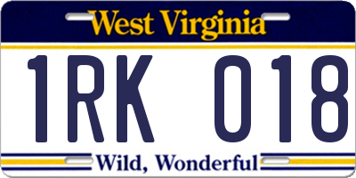 WV license plate 1RK018