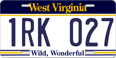 WV license plate 1RK027