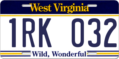 WV license plate 1RK032