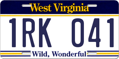 WV license plate 1RK041