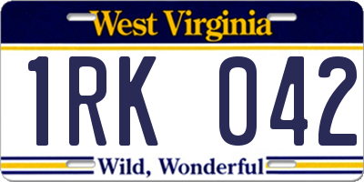 WV license plate 1RK042