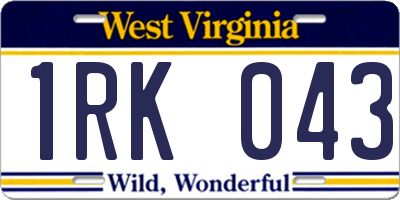 WV license plate 1RK043