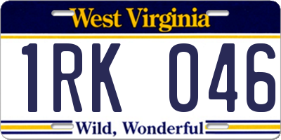WV license plate 1RK046