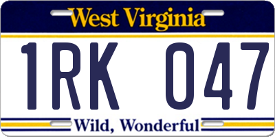 WV license plate 1RK047