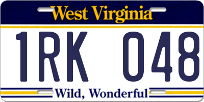 WV license plate 1RK048