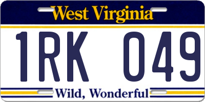 WV license plate 1RK049