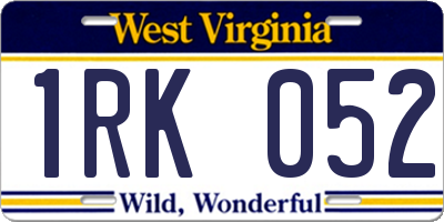 WV license plate 1RK052