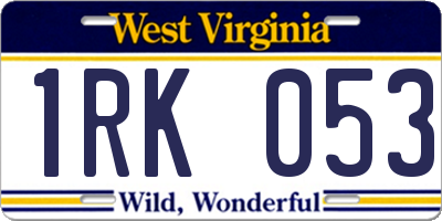 WV license plate 1RK053