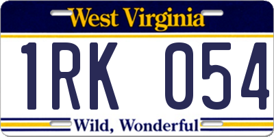 WV license plate 1RK054