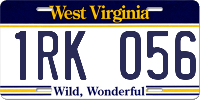 WV license plate 1RK056