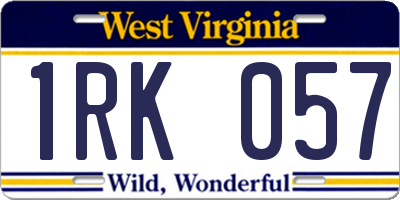 WV license plate 1RK057