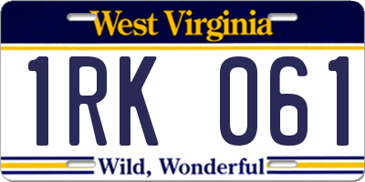 WV license plate 1RK061