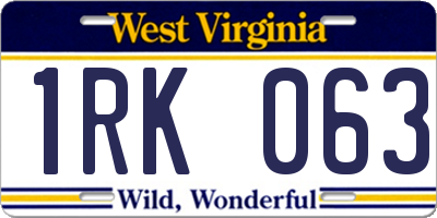 WV license plate 1RK063