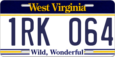 WV license plate 1RK064