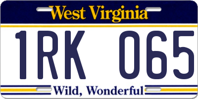 WV license plate 1RK065