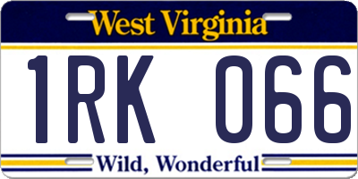 WV license plate 1RK066