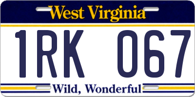 WV license plate 1RK067