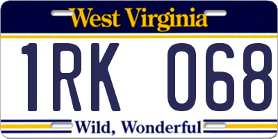 WV license plate 1RK068