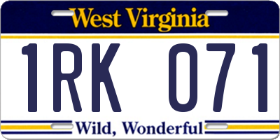 WV license plate 1RK071