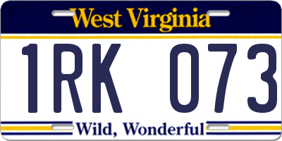 WV license plate 1RK073