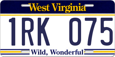 WV license plate 1RK075