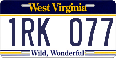 WV license plate 1RK077