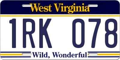 WV license plate 1RK078