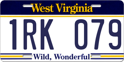 WV license plate 1RK079