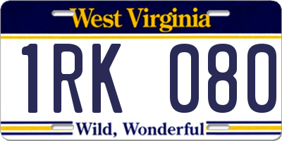 WV license plate 1RK080