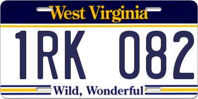 WV license plate 1RK082