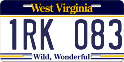 WV license plate 1RK083