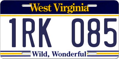WV license plate 1RK085