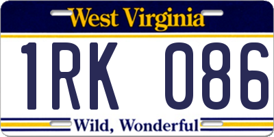 WV license plate 1RK086