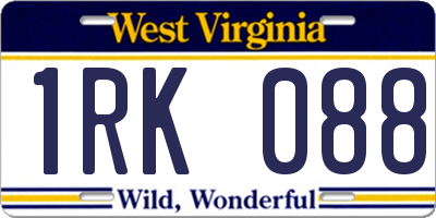 WV license plate 1RK088