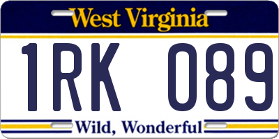 WV license plate 1RK089