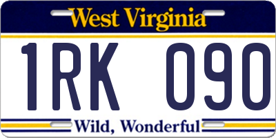 WV license plate 1RK090