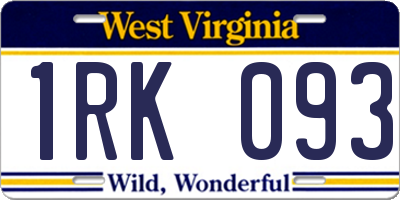 WV license plate 1RK093