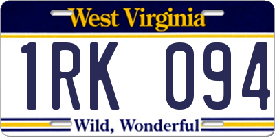 WV license plate 1RK094