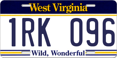 WV license plate 1RK096