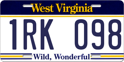 WV license plate 1RK098