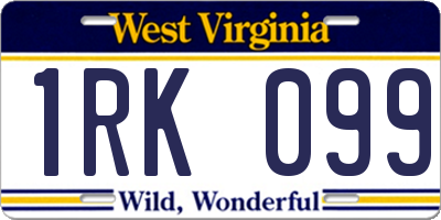 WV license plate 1RK099