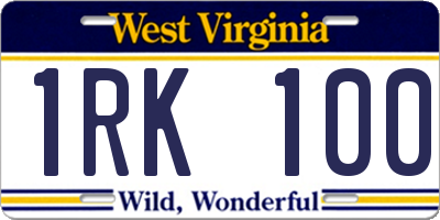 WV license plate 1RK100