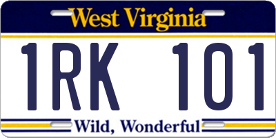 WV license plate 1RK101