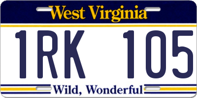 WV license plate 1RK105