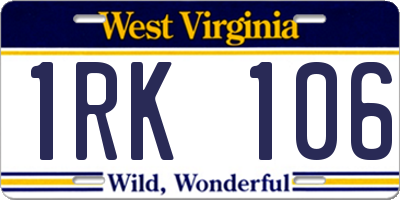 WV license plate 1RK106