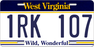 WV license plate 1RK107